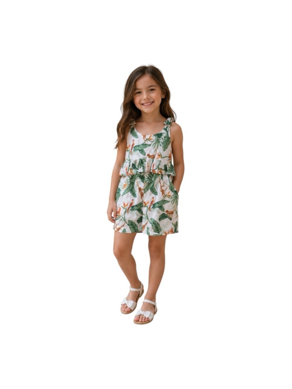 Janie and Jack Tropical Monkey Bird Romper Size 7